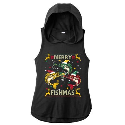 Christmas Ugly Sweater Merry Fishmas Funny Angler Meaningful Gift Ladies PosiCharge Tri-Blend Wicking Draft Hoodie Tank