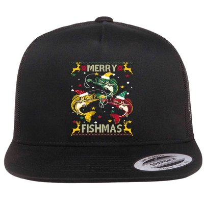 Christmas Ugly Sweater Merry Fishmas Funny Angler Meaningful Gift Flatbill Hat