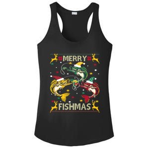 Christmas Ugly Sweater Merry Fishmas Funny Angler Meaningful Gift Ladies PosiCharge Competitor Racerback Tank