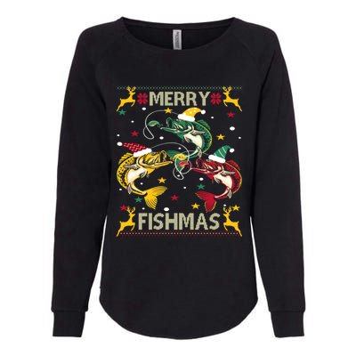 Christmas Ugly Sweater Merry Fishmas Funny Angler Meaningful Gift Womens California Wash Sweatshirt