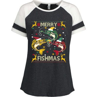 Christmas Ugly Sweater Merry Fishmas Funny Angler Meaningful Gift Enza Ladies Jersey Colorblock Tee