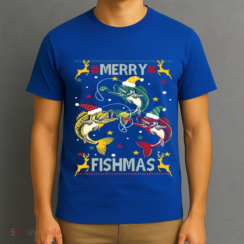 Christmas Ugly Sweater Merry Fishmas Funny Angler Meaningful Gift T-Shirt