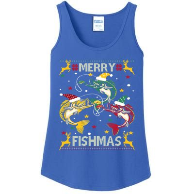 Christmas Ugly Sweater Merry Fishmas Funny Angler Meaningful Gift Ladies Essential Tank