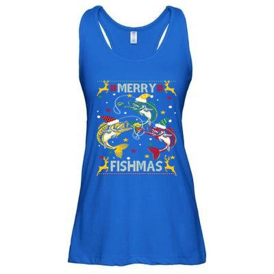 Christmas Ugly Sweater Merry Fishmas Funny Angler Meaningful Gift Ladies Essential Flowy Tank
