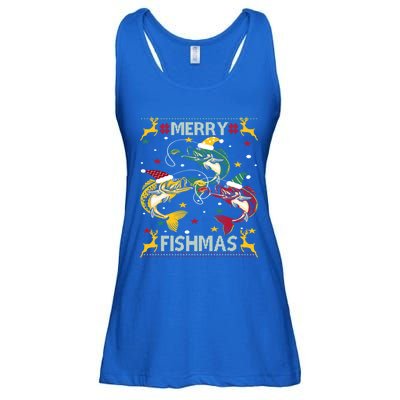 Christmas Ugly Sweater Merry Fishmas Funny Angler Meaningful Gift Ladies Essential Flowy Tank