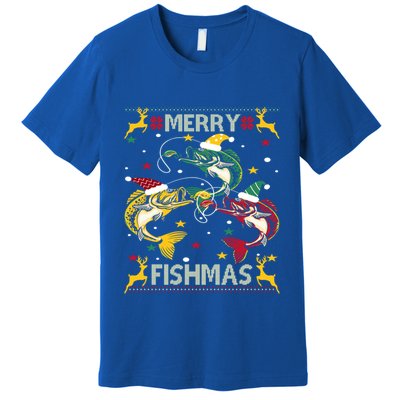 Christmas Ugly Sweater Merry Fishmas Funny Angler Meaningful Gift Premium T-Shirt