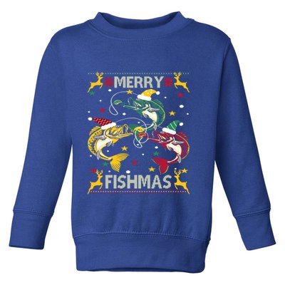 Christmas Ugly Sweater Merry Fishmas Funny Angler Meaningful Gift Toddler Sweatshirt