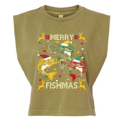 Christmas Ugly Sweater Merry Fishmas Funny Angler Meaningful Gift Garment-Dyed Women's Muscle Tee