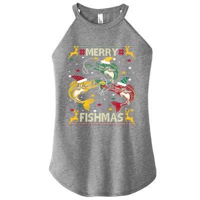 Christmas Ugly Sweater Merry Fishmas Funny Angler Meaningful Gift Women’s Perfect Tri Rocker Tank