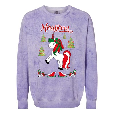 Christmas Unicorn Sweater Merrycorn Unicorn Lovers Xmas Gift Cool Gift Colorblast Crewneck Sweatshirt