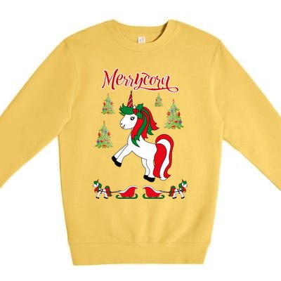 Christmas Unicorn Sweater Merrycorn Unicorn Lovers Xmas Gift Cool Gift Premium Crewneck Sweatshirt