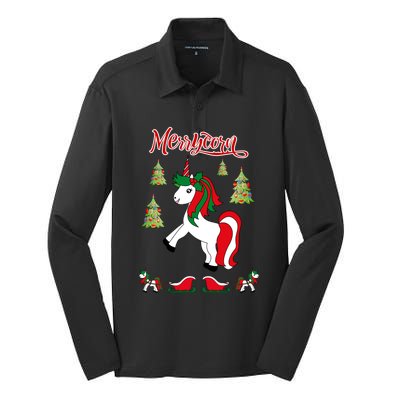 Christmas Unicorn Sweater Merrycorn Unicorn Lovers Xmas Gift Cool Gift Silk Touch Performance Long Sleeve Polo