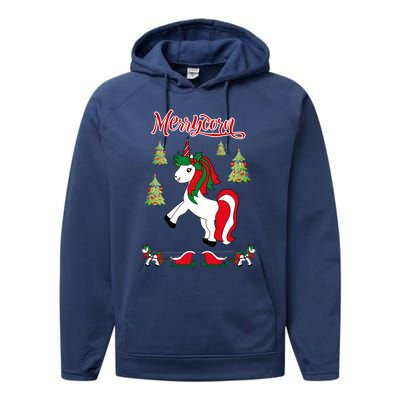 Christmas Unicorn Sweater Merrycorn Unicorn Lovers Xmas Gift Cool Gift Performance Fleece Hoodie