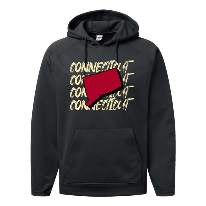 Connecticut Usa State American State Ct Conn Is Home Performance Fleece Hoodie