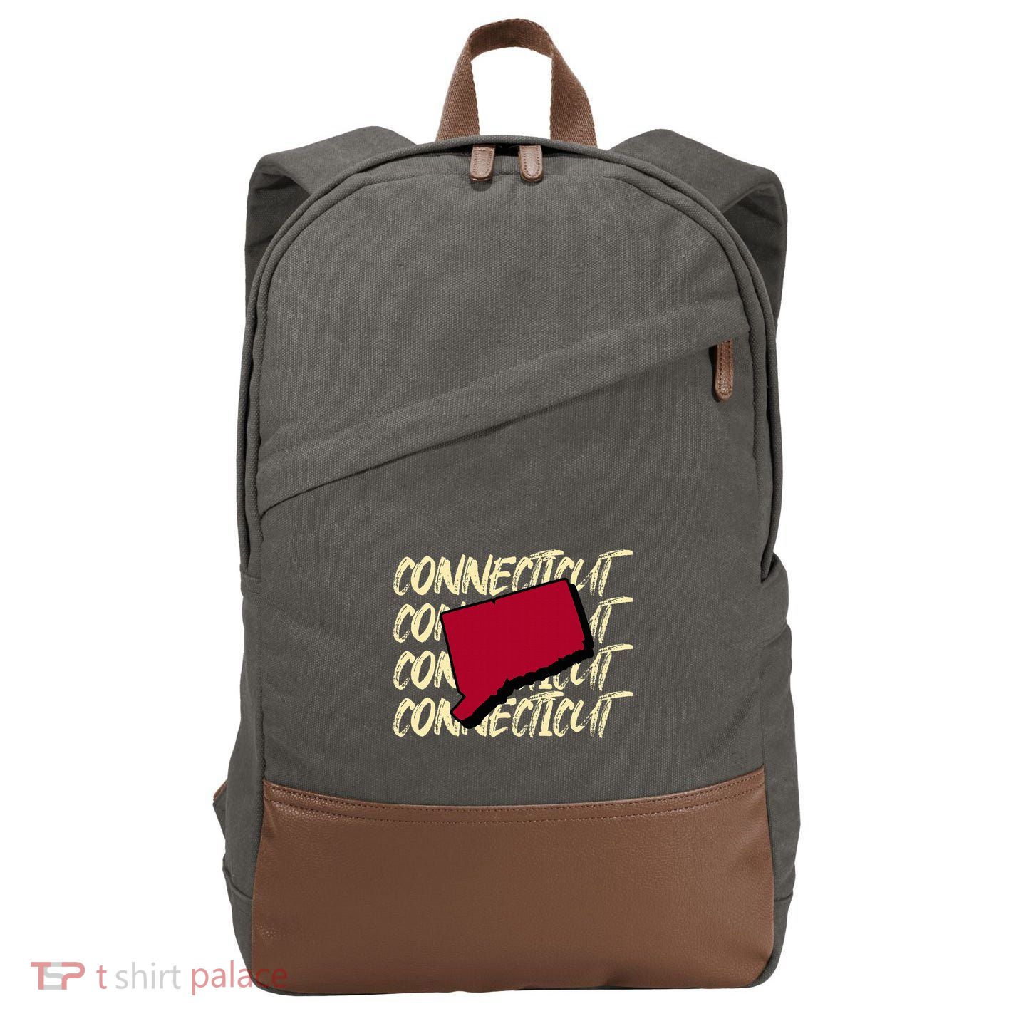 Connecticut Usa State American State Ct Conn Is Home Cotton Canvas Backpack
