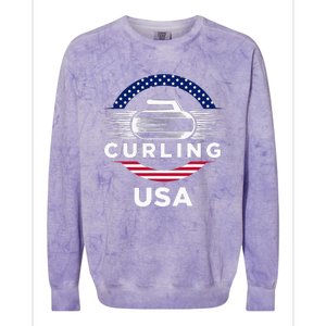 Curling Usa Support Flag Curl Clean Colorblast Crewneck Sweatshirt