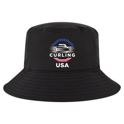 Curling Usa Support Flag Curl Clean Cool Comfort Performance Bucket Hat