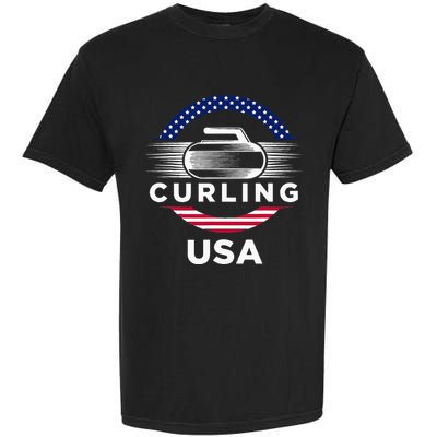 Curling Usa Support Flag Curl Clean Garment-Dyed Heavyweight T-Shirt