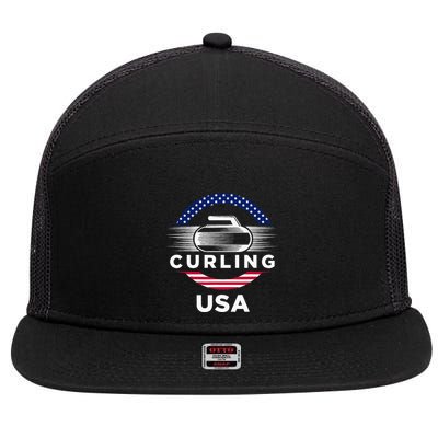 Curling Usa Support Flag Curl Clean 7 Panel Mesh Trucker Snapback Hat