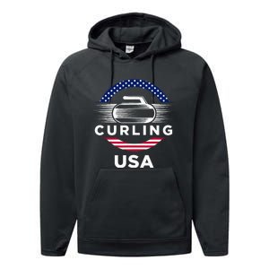 Curling Usa Support Flag Curl Clean Performance Fleece Hoodie