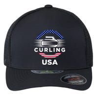 Curling Usa Support Flag Curl Clean Flexfit Unipanel Trucker Cap