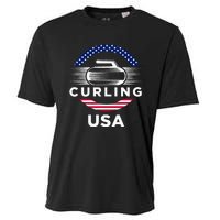 Curling Usa Support Flag Curl Clean Cooling Performance Crew T-Shirt