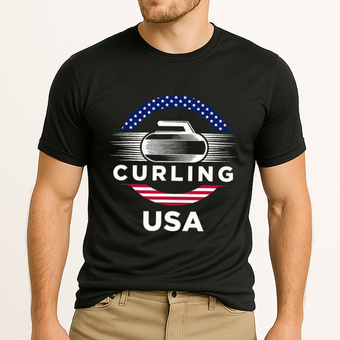 Curling Usa Support Flag Curl Clean Performance Shirt