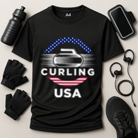 Curling Usa Support Flag Curl Clean Performance Shirt