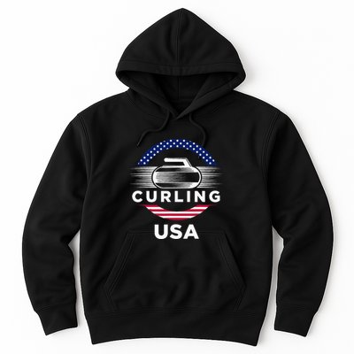 Curling Usa Support Flag Curl Clean Hoodie