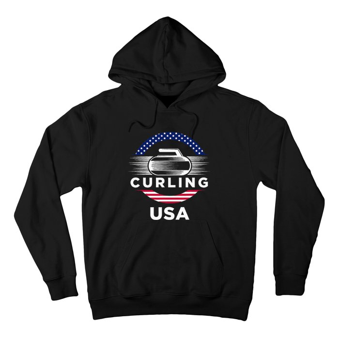 Curling Usa Support Flag Curl Clean Hoodie