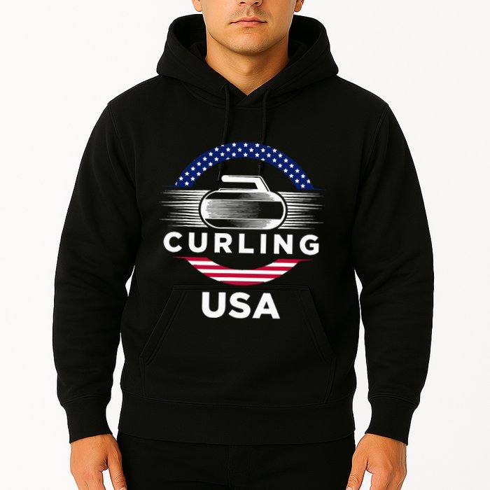 Curling Usa Support Flag Curl Clean Hoodie