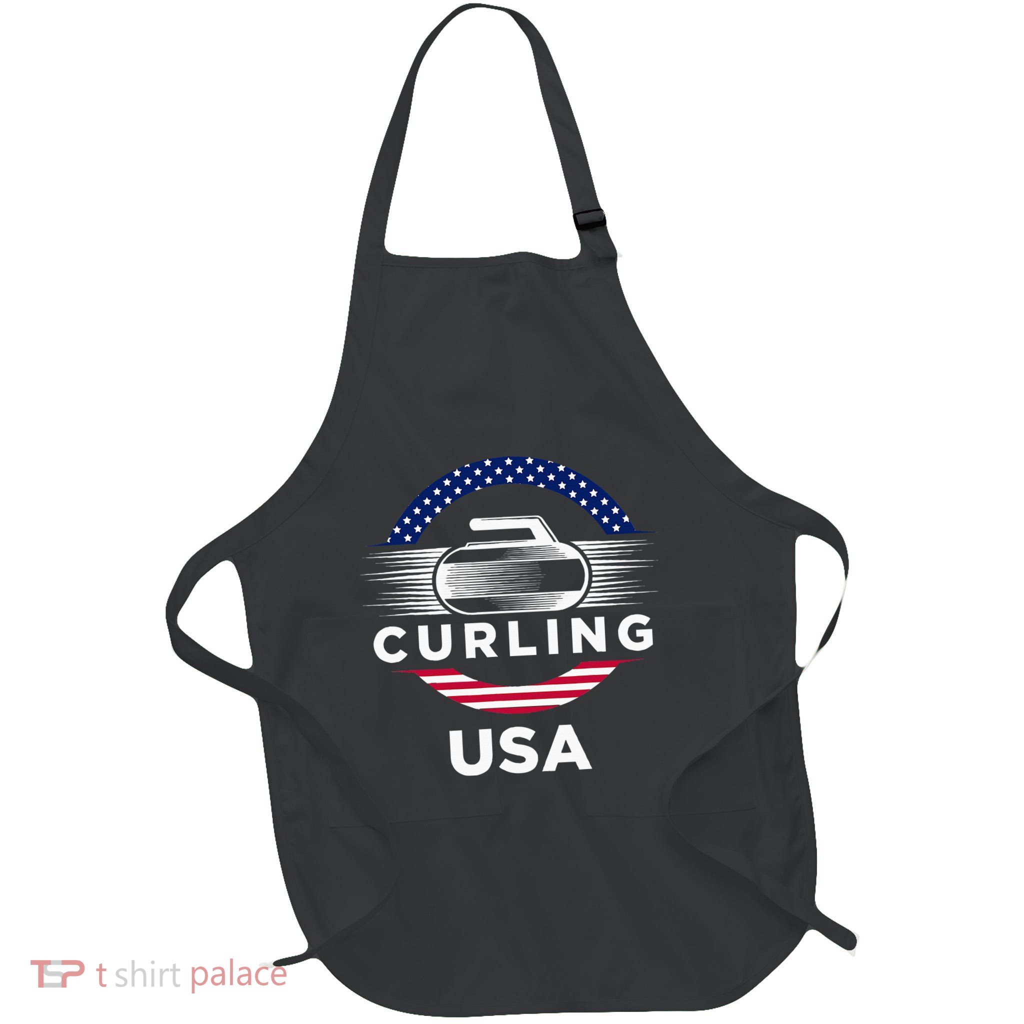 Curling Usa Support Flag Curl Clean Apron
