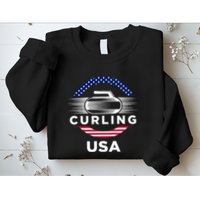 Curling Usa Support Flag Curl Clean Sweatshirt