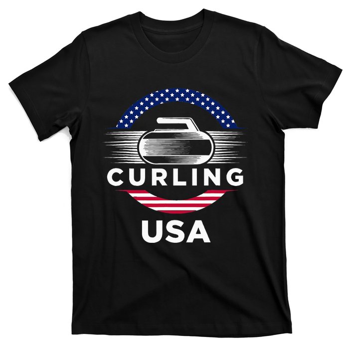 Curling Usa Support Flag Curl Clean T-Shirt