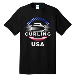 Curling Usa Support Flag Curl Clean Tall T-Shirt