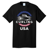 Curling Usa Support Flag Curl Clean Tall T-Shirt