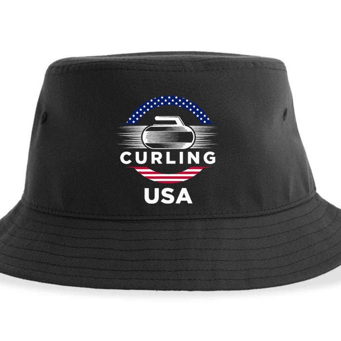 Curling Usa Support Flag Curl Clean Sustainable Bucket Hat