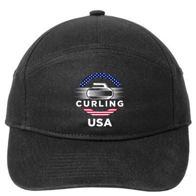 Curling Usa Support Flag Curl Clean 7-Panel Snapback Hat