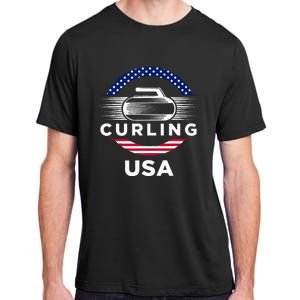 Curling Usa Support Flag Curl Clean Adult ChromaSoft Performance T-Shirt