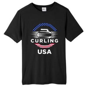 Curling Usa Support Flag Curl Clean Tall Fusion ChromaSoft Performance T-Shirt