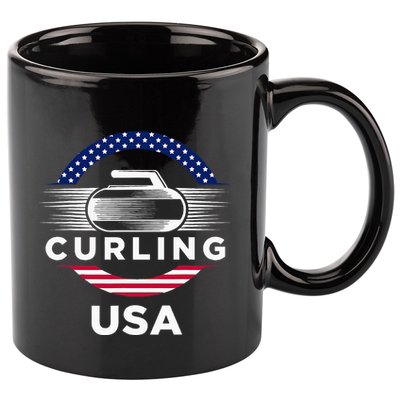 Curling Usa Support Flag Curl Clean 11oz C Handle Ceramic Mug