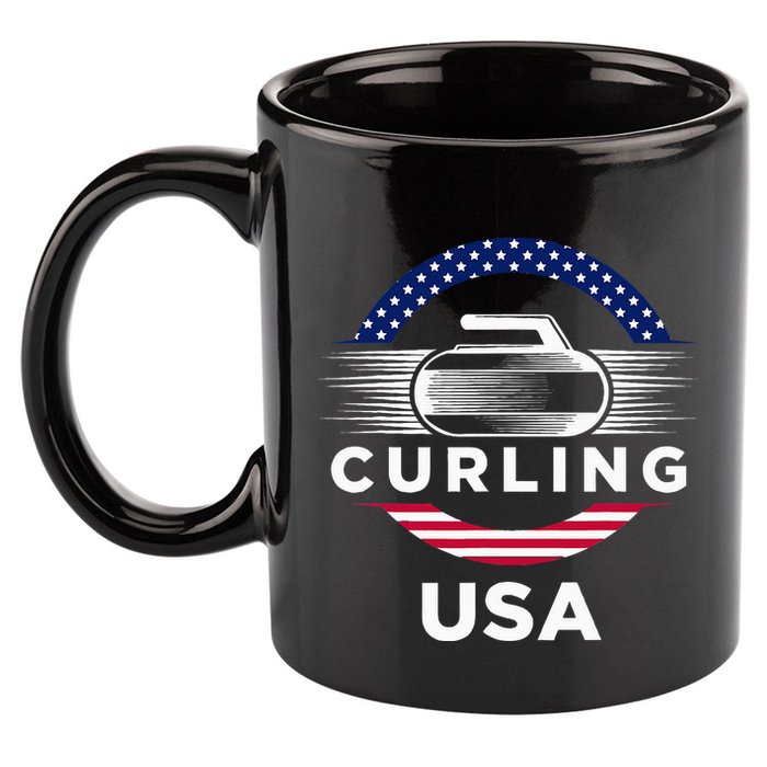 Curling Usa Support Flag Curl Clean 11oz C Handle Ceramic Mug