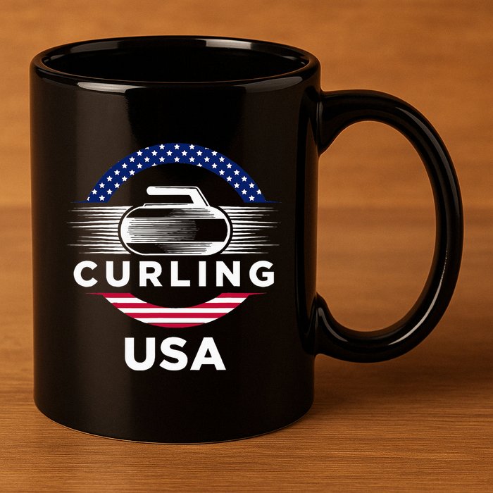Curling Usa Support Flag Curl Clean 11oz C Handle Ceramic Mug