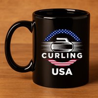 Curling Usa Support Flag Curl Clean 11oz C Handle Ceramic Mug