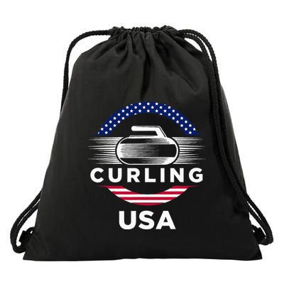 Curling Usa Support Flag Curl Clean Drawstring Bag