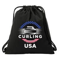 Curling Usa Support Flag Curl Clean Drawstring Bag