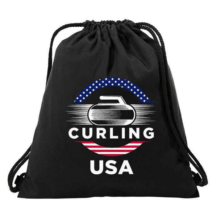 Curling Usa Support Flag Curl Clean Drawstring Bag
