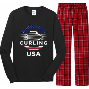 Curling Usa Support Flag Curl Clean Long Sleeve Pajama Set