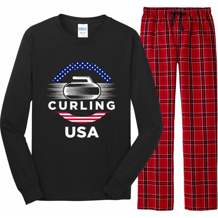 Curling Usa Support Flag Curl Clean Long Sleeve Pajama Set