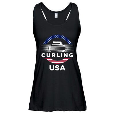 Curling Usa Support Flag Curl Clean Ladies Essential Flowy Tank